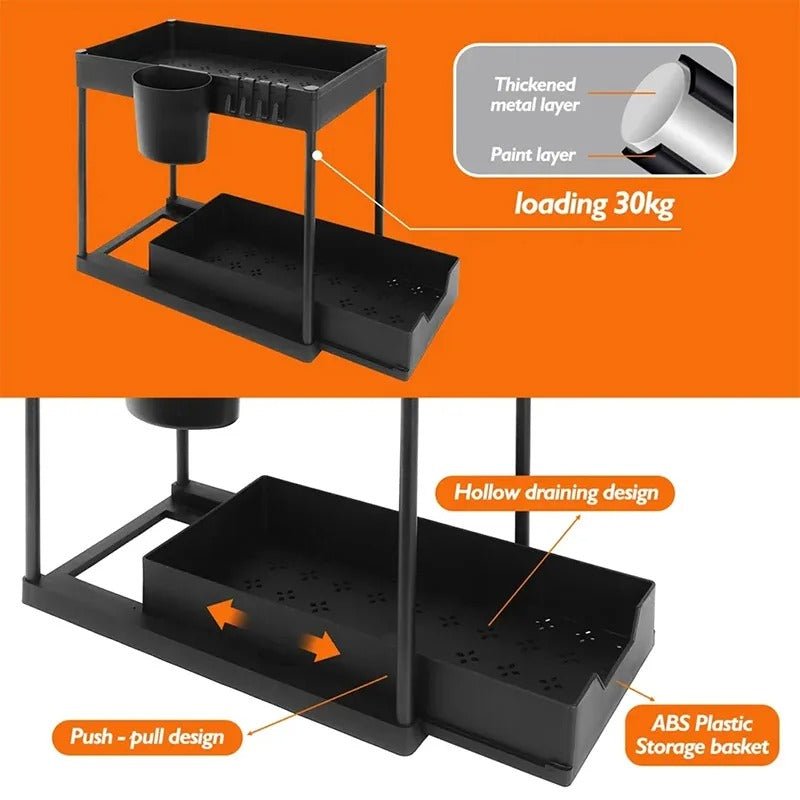 Rangement cuisine sous évier | Ajustable - L'Art du Rangement