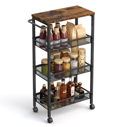 Chariot Rangement Cuisine | Compact 4 Niveaux - L'Art du Rangement