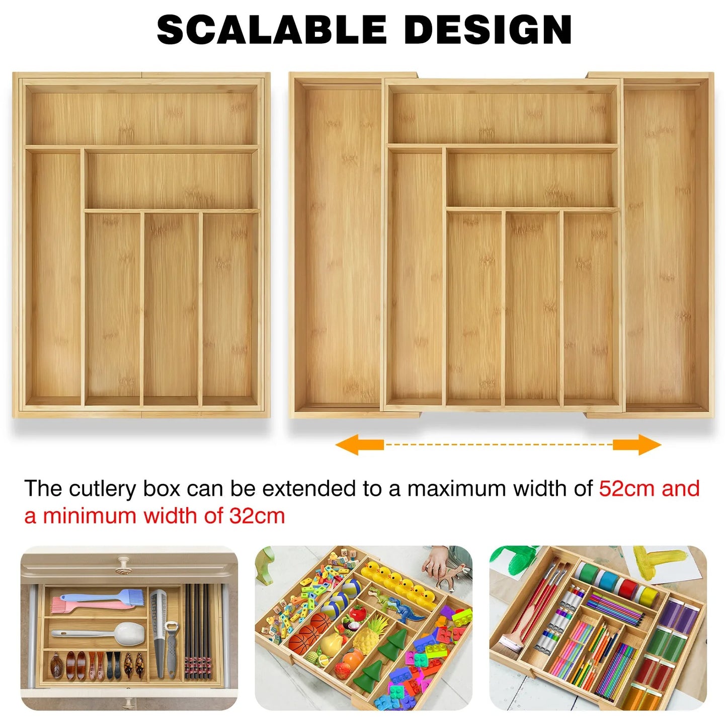Organisateur tiroir bambou extensible  Premium