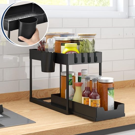 Rangement cuisine sous évier | Ajustable