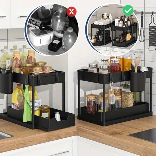 Rangement cuisine sous évier | Ajustable
