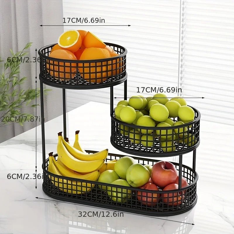 rangement cuisine | Corbeille Multicouche Inox Fruits - L'Art du Rangement