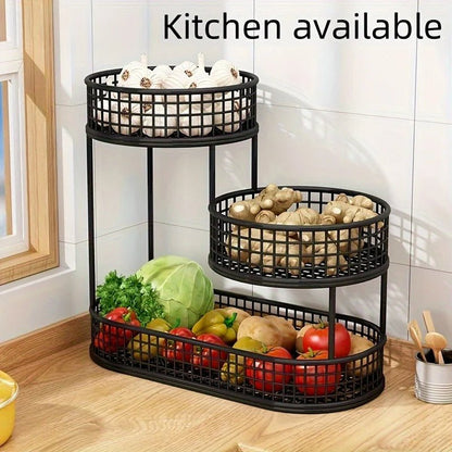 rangement cuisine | Corbeille Multicouche Inox Fruits - L'Art du Rangement