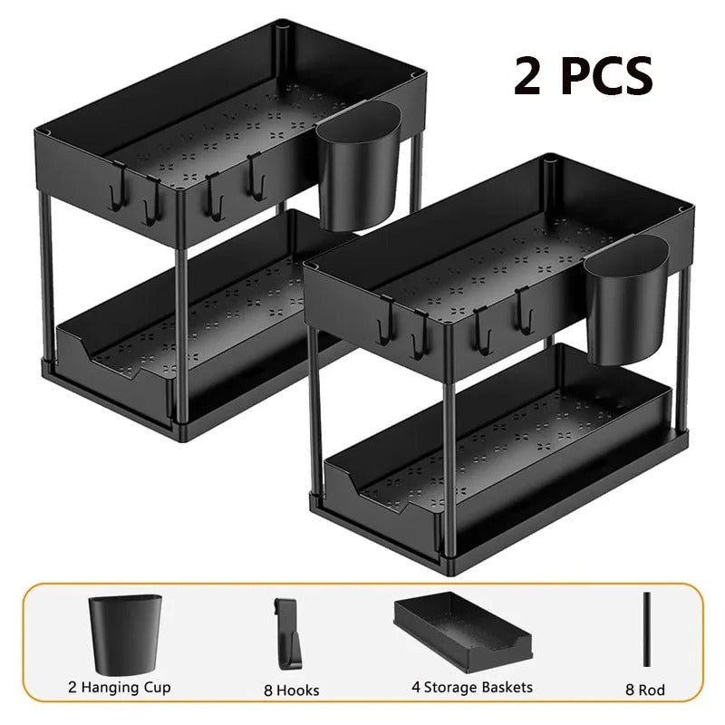Rangement cuisine sous évier | Ajustable - L'Art du Rangement
